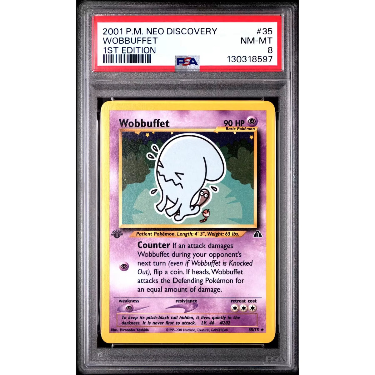 Pokemon Neo Discovery Wobbuffet 1st Edition 35/75 | PSA 8 | P5180174