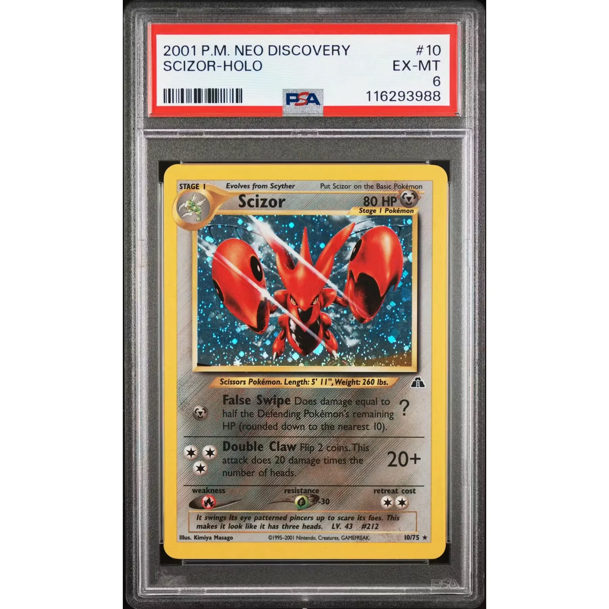 Pokemon Neo Discovery Scizor 10/75 | PSA 6 | P5180192