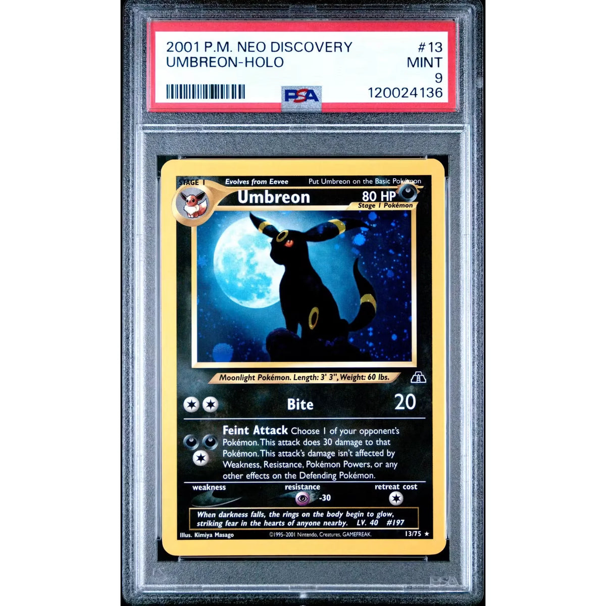 Pokemon Neo Discovery Umbreon 13/75 | PSA 9 Mint | P5180195