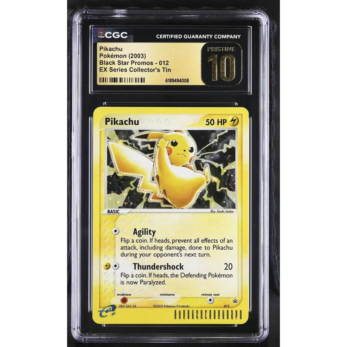 Pikachu 012 Pokemon EX Collector's Tin Promo | CGC 10 Gold Black Label - D2 | P5180300