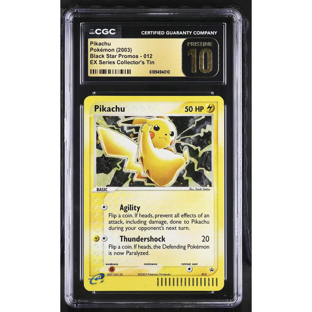 Pikachu 012 Pokemon EX Collector's Tin Promo | CGC 10 Gold Black Label | P5180301