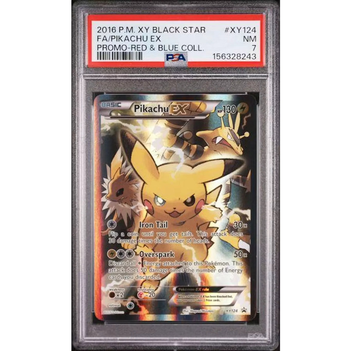Pikachu EX Full Art Promo Card | 2016 Red & Blue Collection PSA 7 | P5180342
