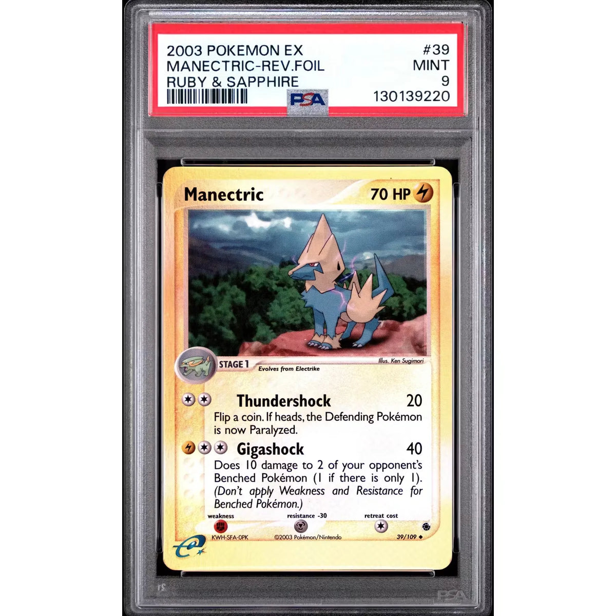 Pokemon Manectric Reverse Holo 39/109 | PSA 9 Ruby & Sapphire | P5180352