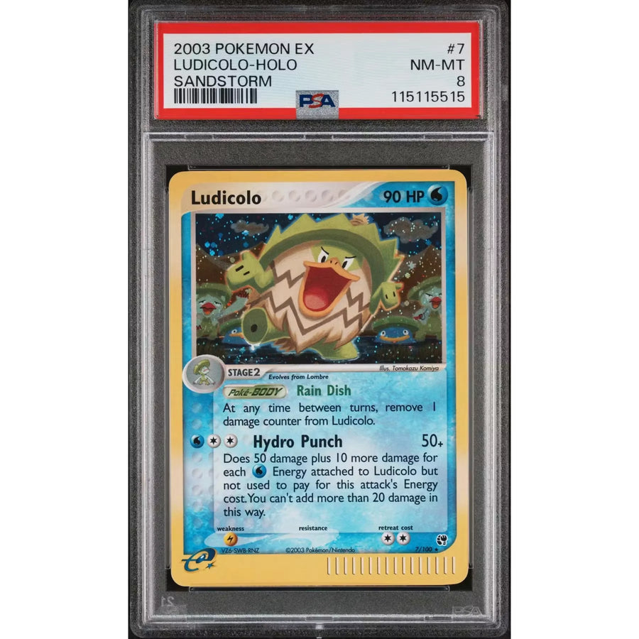 Pokemon EX Sandstorm Holo Ludicolo 7/100 | PSA 8 | P5180368