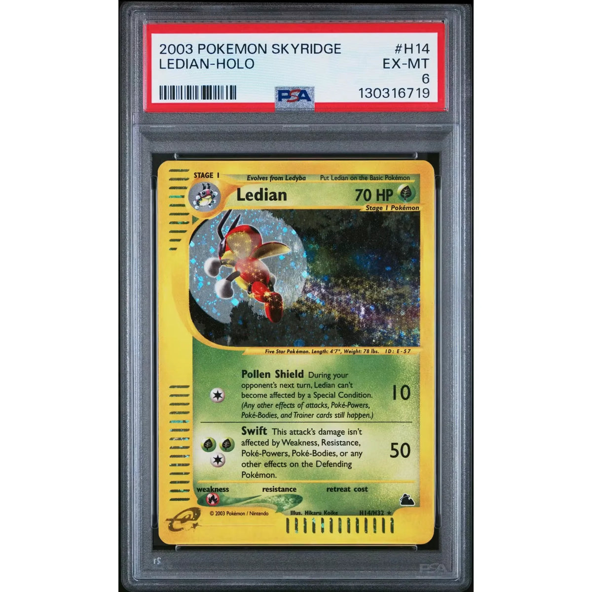 Pokemon Skyridge Ledian H14/H32 Holo | PSA 6 | P5180390