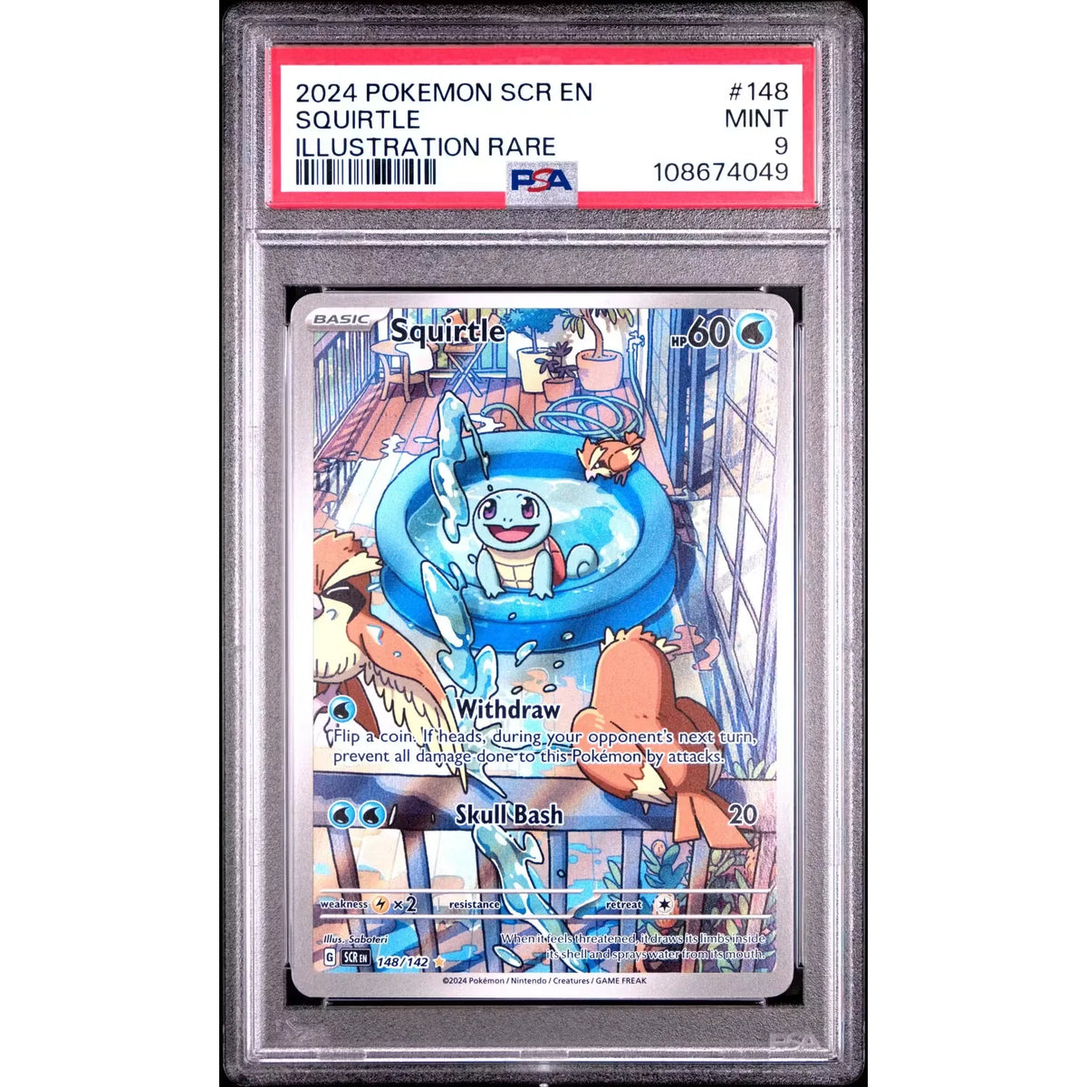 Pokemon Stellar Crown Squirtle 148/142 PSA 9 Graded Card | P5180403