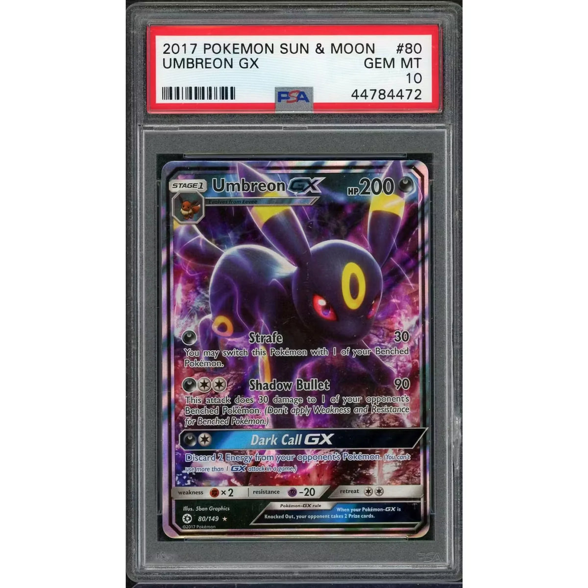2017 Pokemon Sun & Moon Umbreon GX #80 | PSA 10 | P5180404