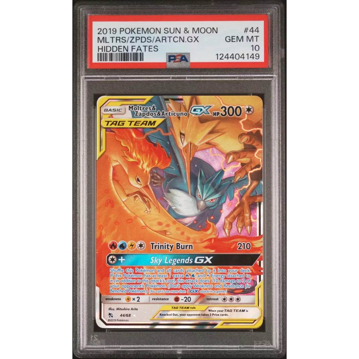 Pokemon Hidden Fates Moltes & Zapdos & Articuno GX 44/68 | PSA 10 Gem Mint | P5180417