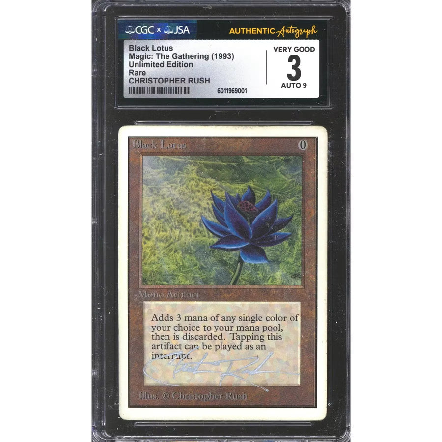 Magic the Gathering Black Lotus Unlimited | CGC 3 Christopher Rush Auto | P5180788