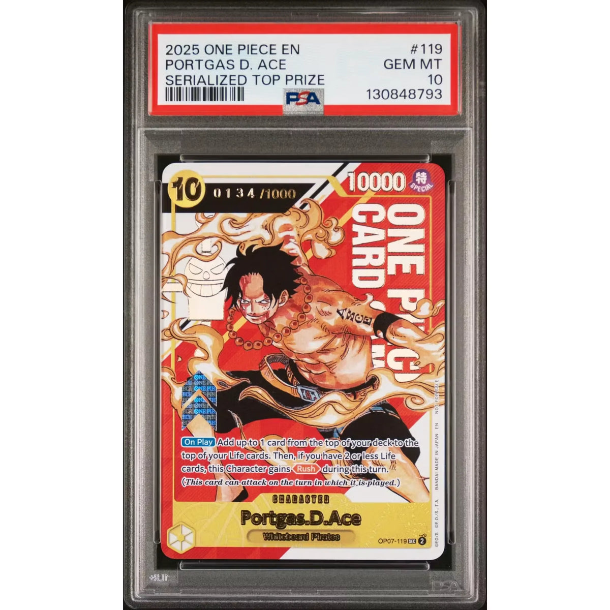 Portgas D. Ace Signed Promo Card OP07-119 | PSA 10 Gem Mint | P5182170