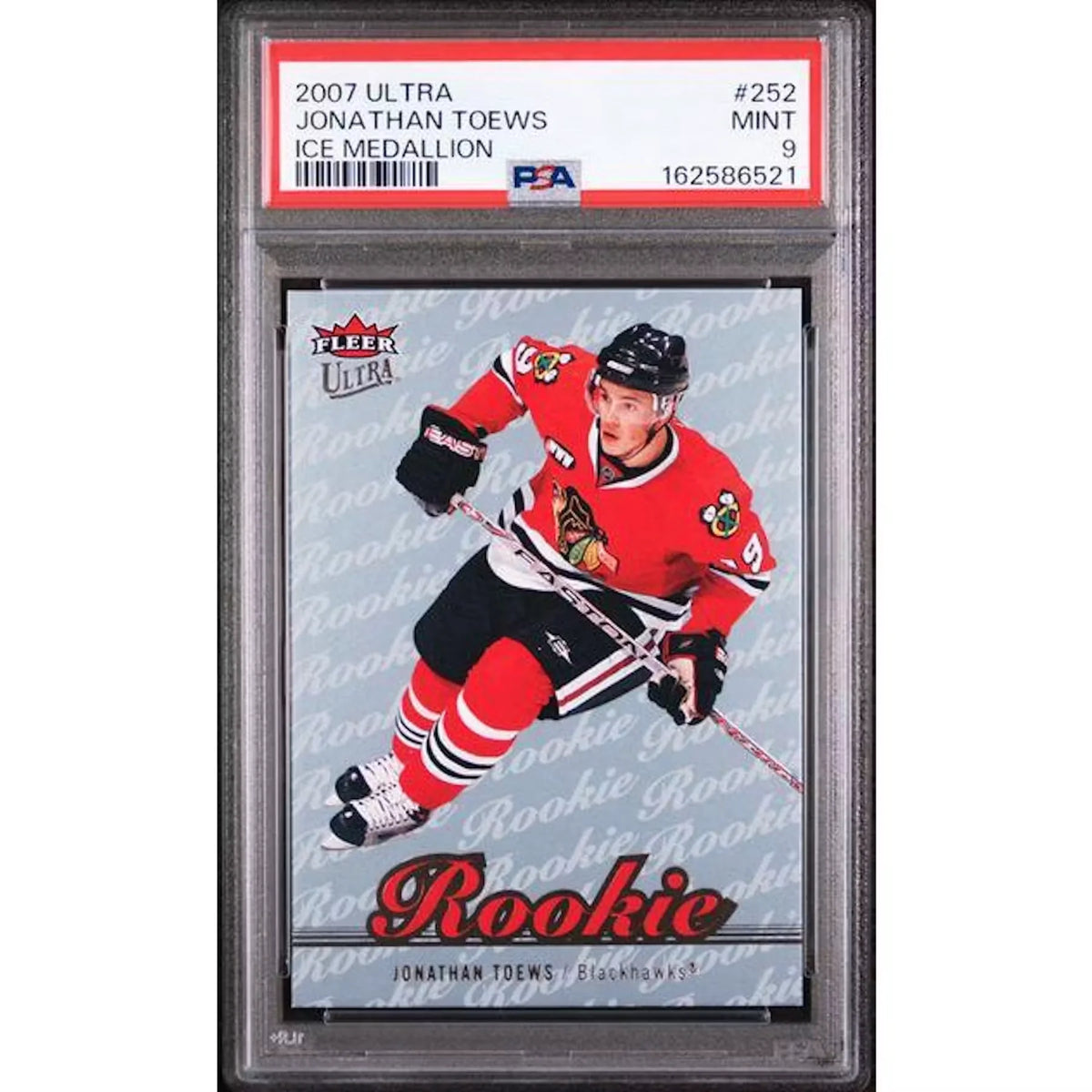 Jonathan Toews 2007 Fleer Ultra Ice Medallion Rookie #252 Card | PSA 9 | P5182185