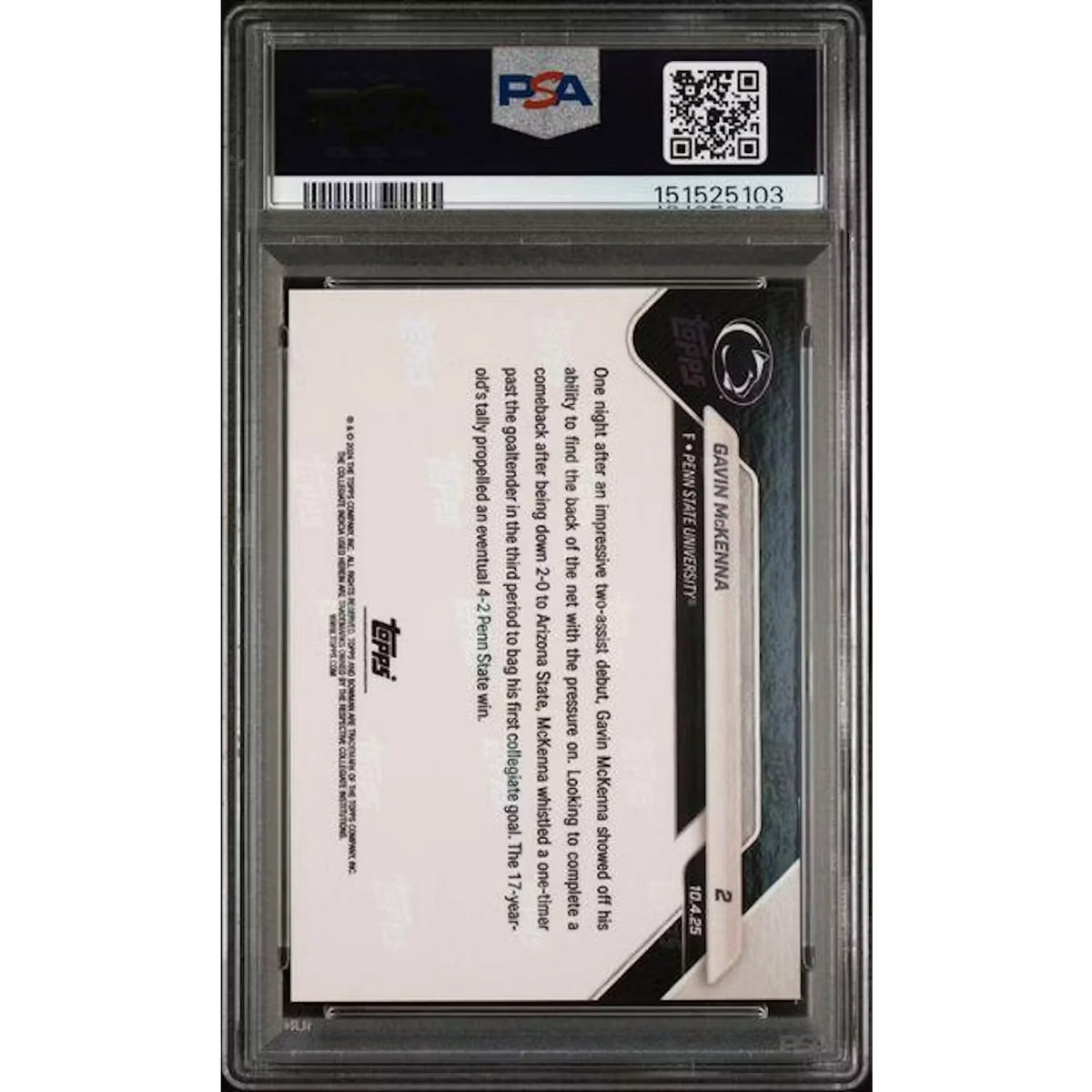 Gavin McKenna 2025 Topps Bowman U Now Gold #2 | PSA 9 | P5182203