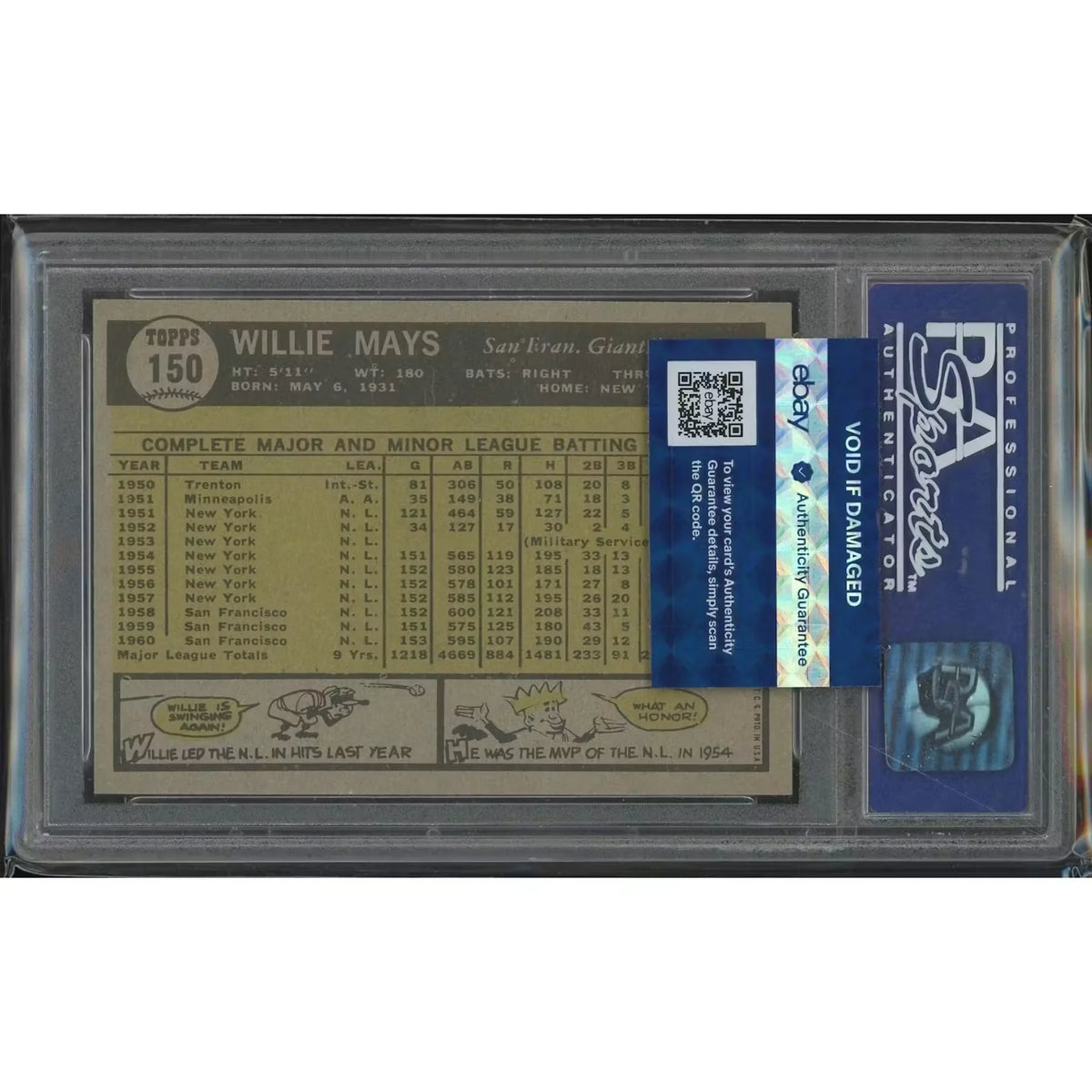 Willie Mays 1961 Topps Baseball #150 | PSA 8 NM-MT | P5182246