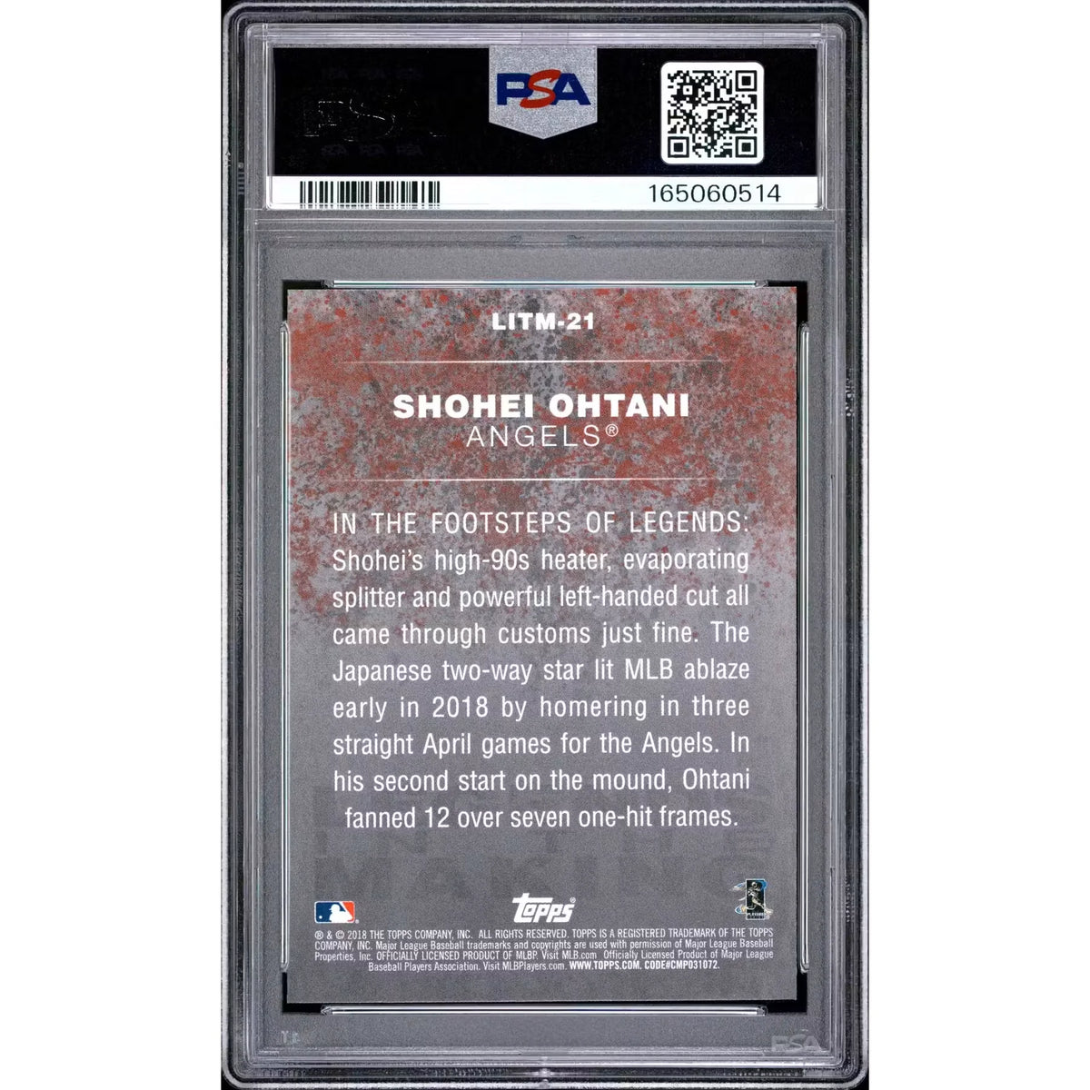 Shohei Ohtani 2018 Topps Update Legends In The Making Black #21 | PSA 10 | P5182271