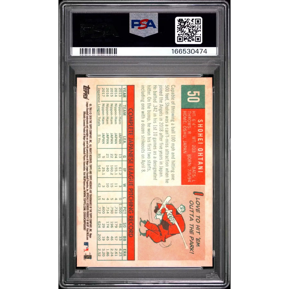 2018 Topps Archives Shohei Ohtani Rookie Pitching Stance #50 PSA 10 - D4 | P5182296