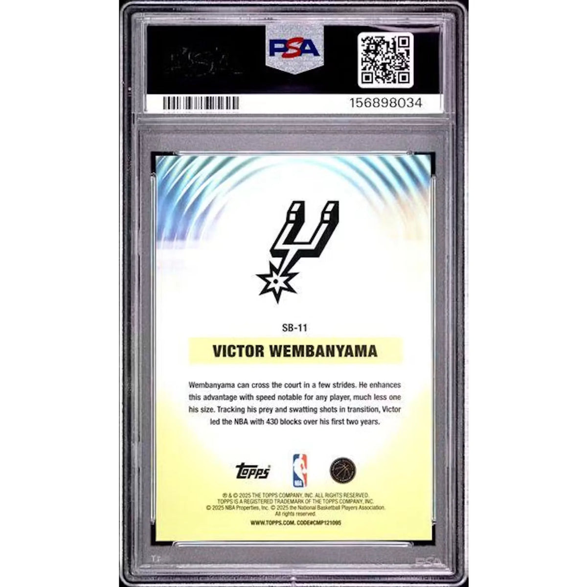 Victor Wembanyama 2025 Topps Sonic Boom #SB-11 | PSA 10 | P5182299