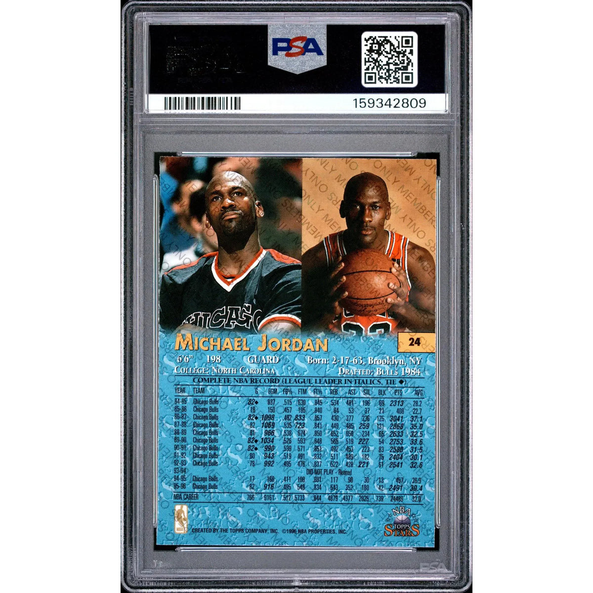 Michael Jordan 1996 Topps NBA Stars Members Only #24 | PSA 8 | P5182310