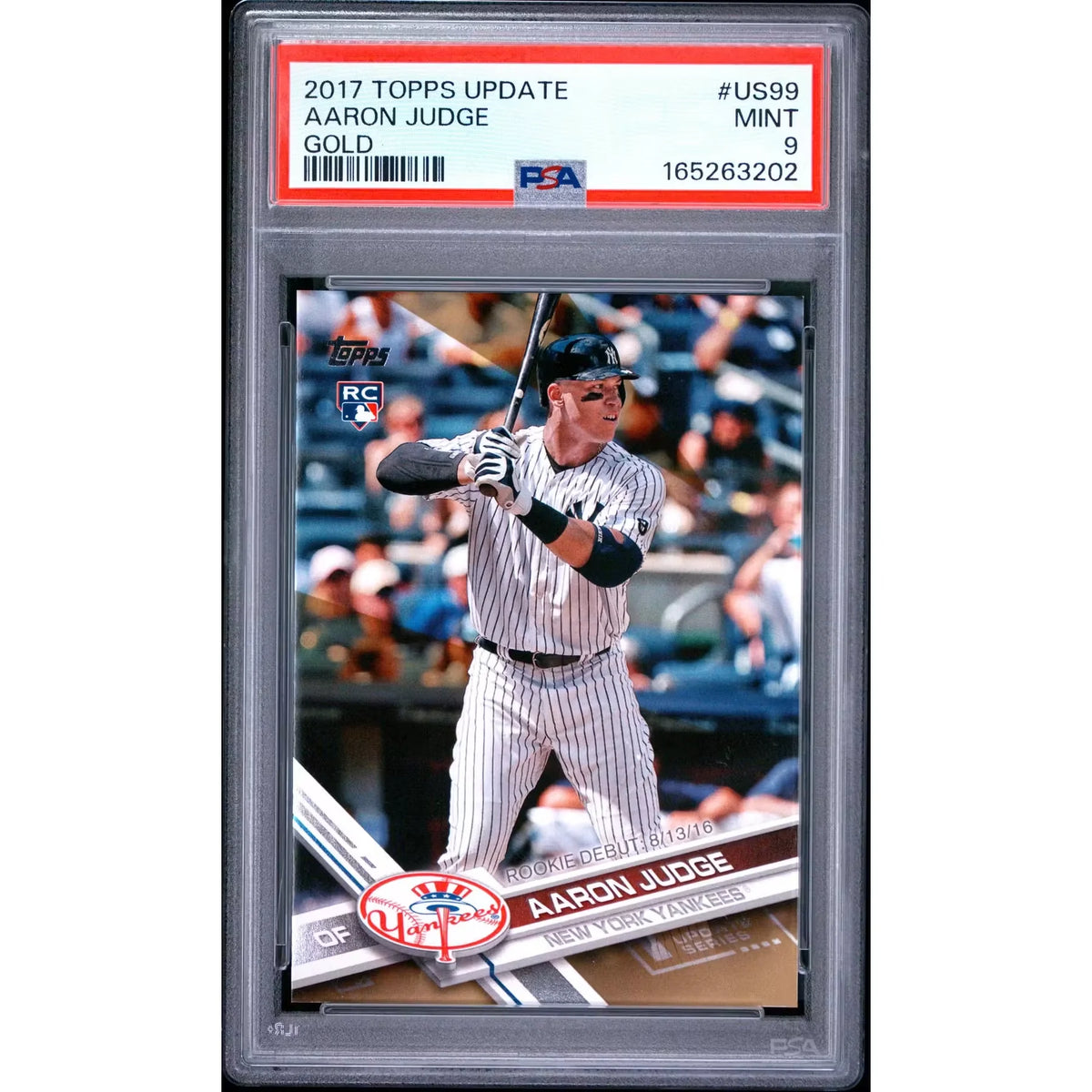 Aaron Judge 2017 Topps Update Rookie Gold Card | PSA 9 | P5182372