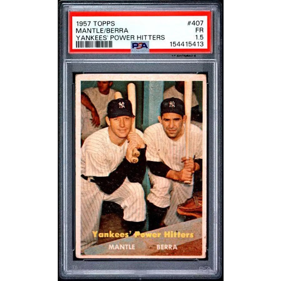 1957 Topps Mickey Mantle Yogi Berra Yankee's Power Hitters #407 | PSA 1.5 | P5182437