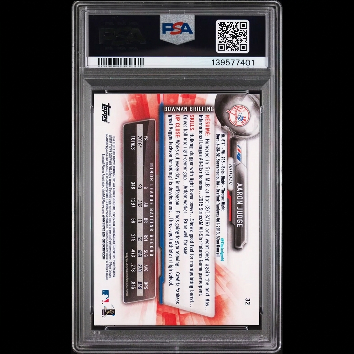 2017 Bowman Aaron Judge Rookie #32 PSA 10 - D2 | P5182438