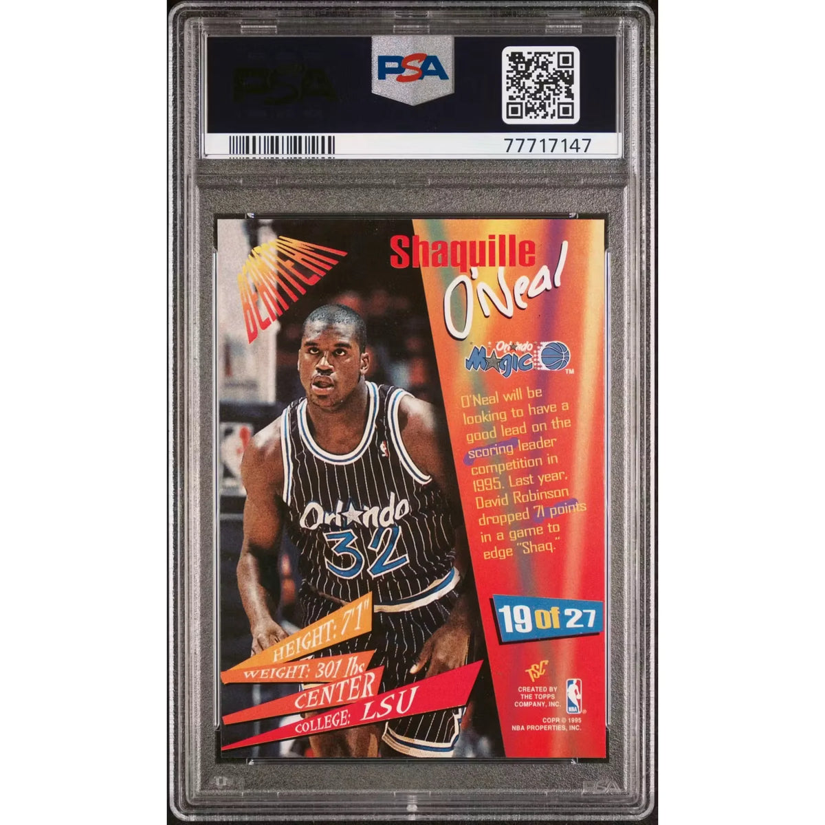 Shaquille O'Neal 1994 Topps Stadium Club Beam Team #19 | PSA 8 | P5182448