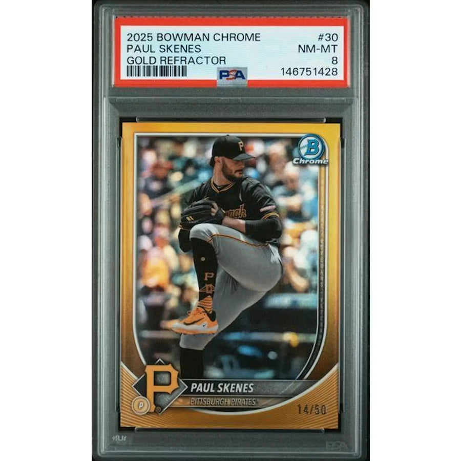 Paul Skenes 2025 Bowman Chrome Gold Refractor/50 | PSA 8 | P5182461