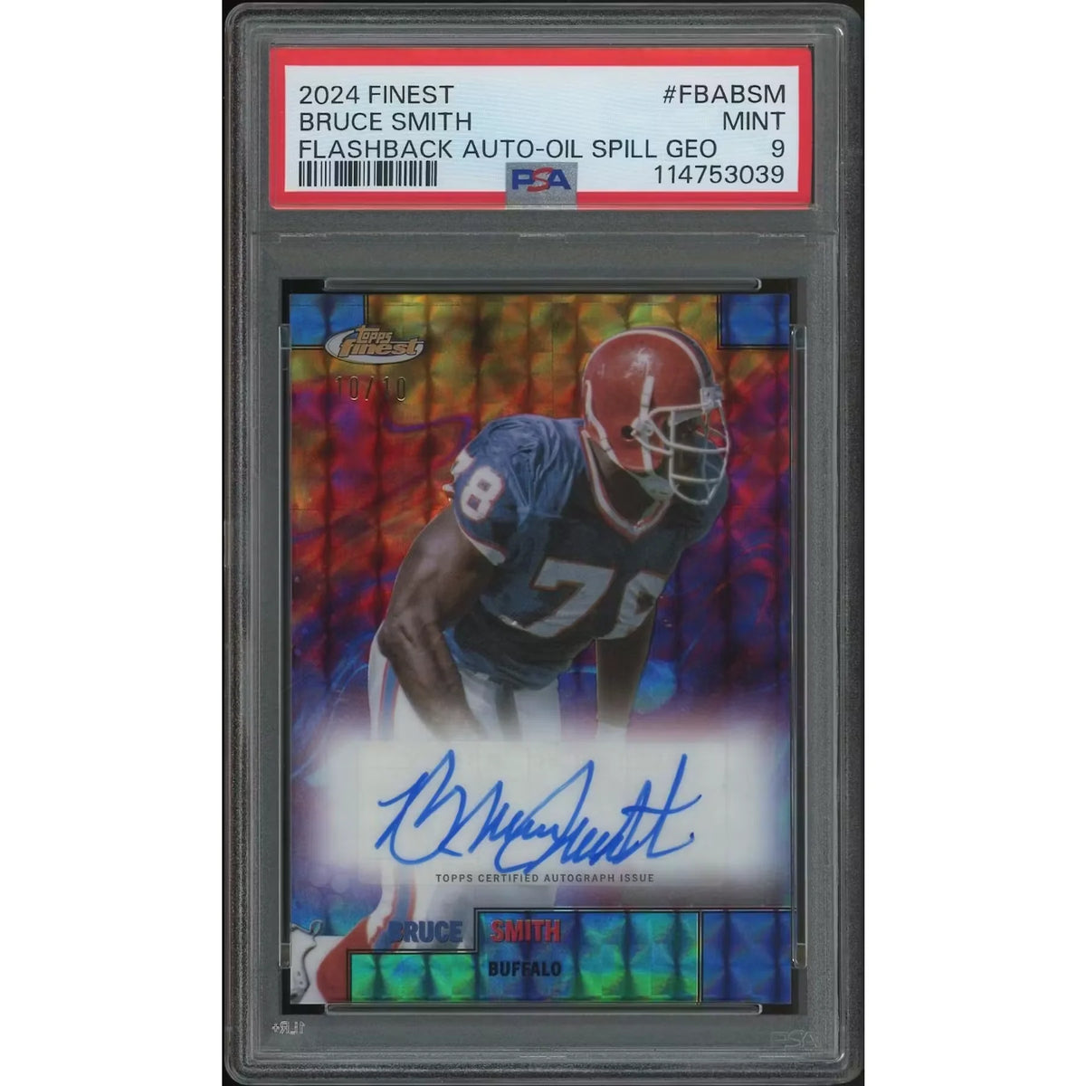 Bruce Smith Signed 2024 Topps Finest Football #10 Card | PSA 9 Mint | P5182491