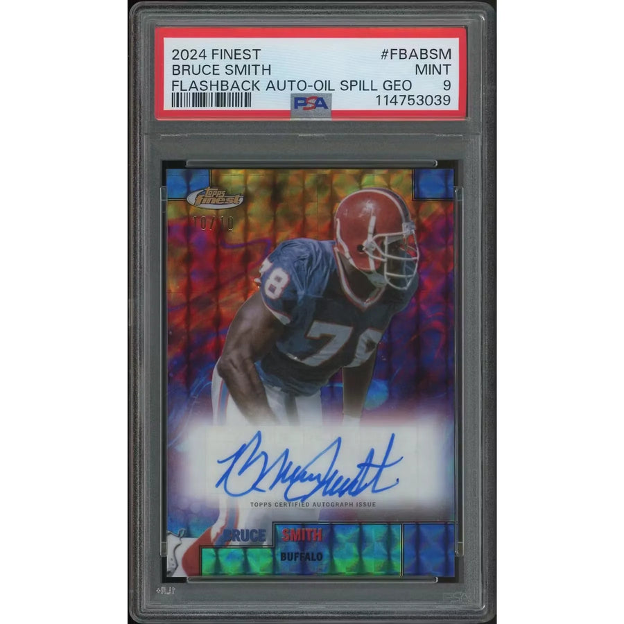 Bruce Smith Signed 2024 Topps Finest Football #10 Card | PSA 9 Mint | P5182491