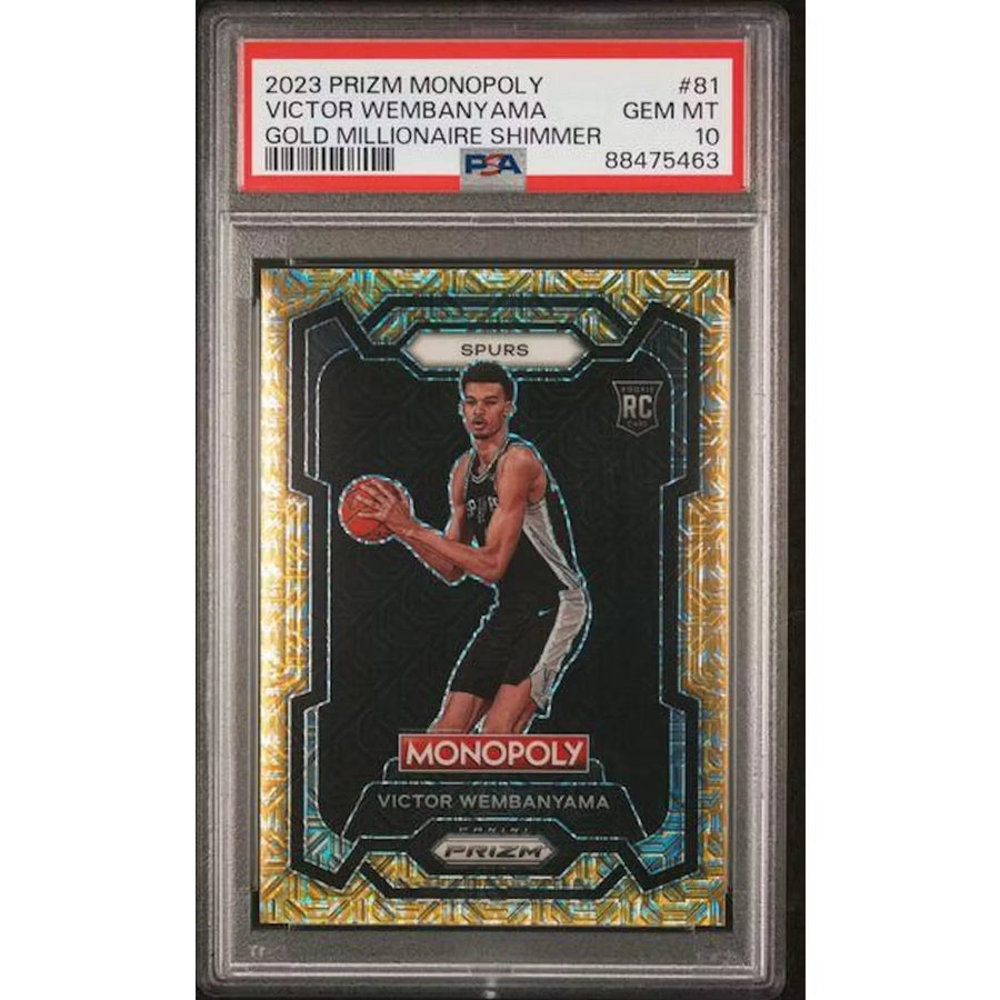 Victor Wembanyama 2023 Prizm Monopoly Gold Millionaire Shimmer #81 Card | PSA | P5182540