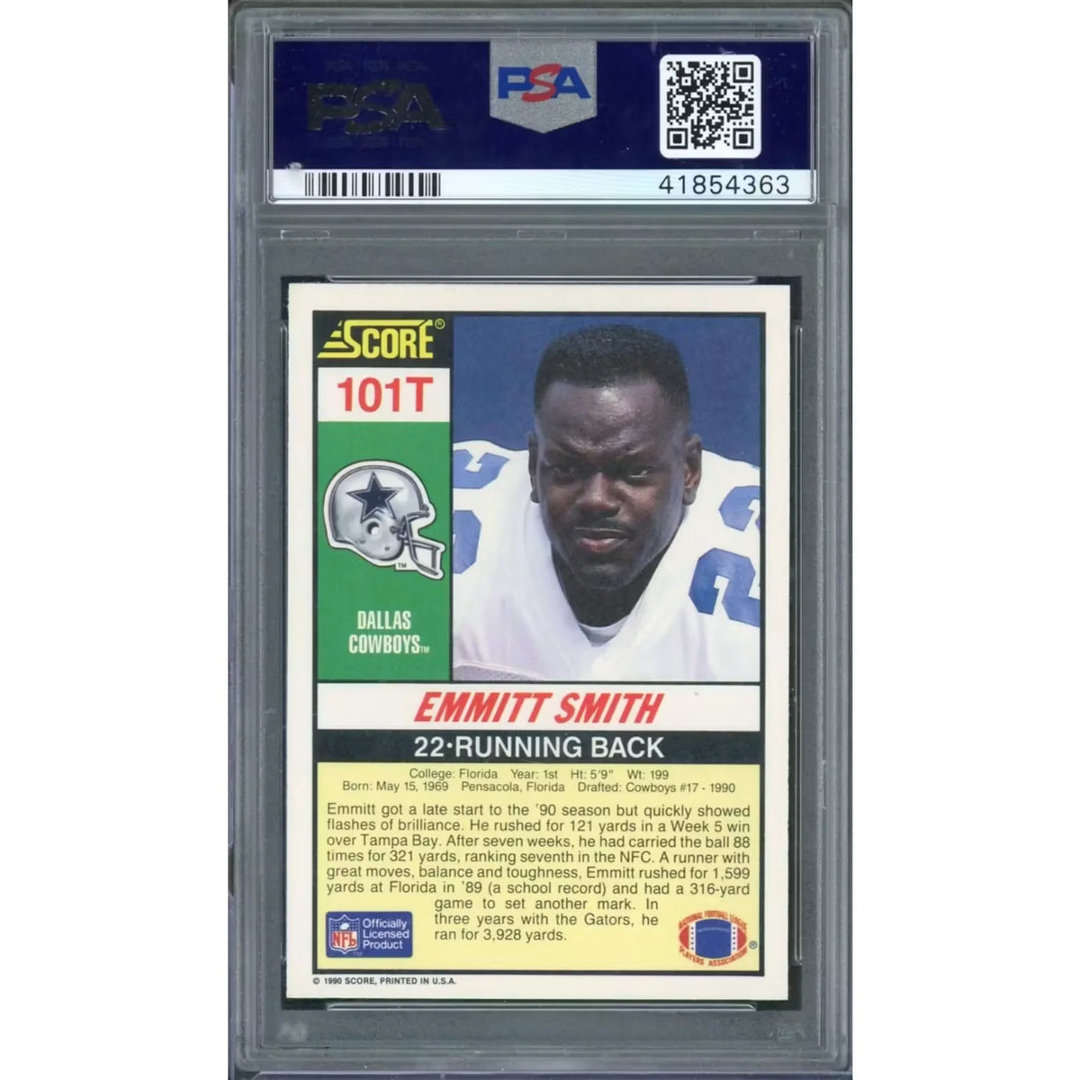 Emmitt Smith 1990 Score Supplemental Rookie #101T | PSA 10 | P5182551