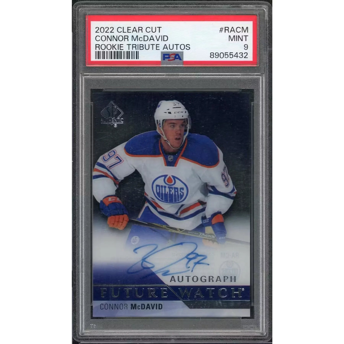 Connor McDavid Signed 2022 UD Clear Cut Rookie Tribute Card | PSA 9 | P5182563
