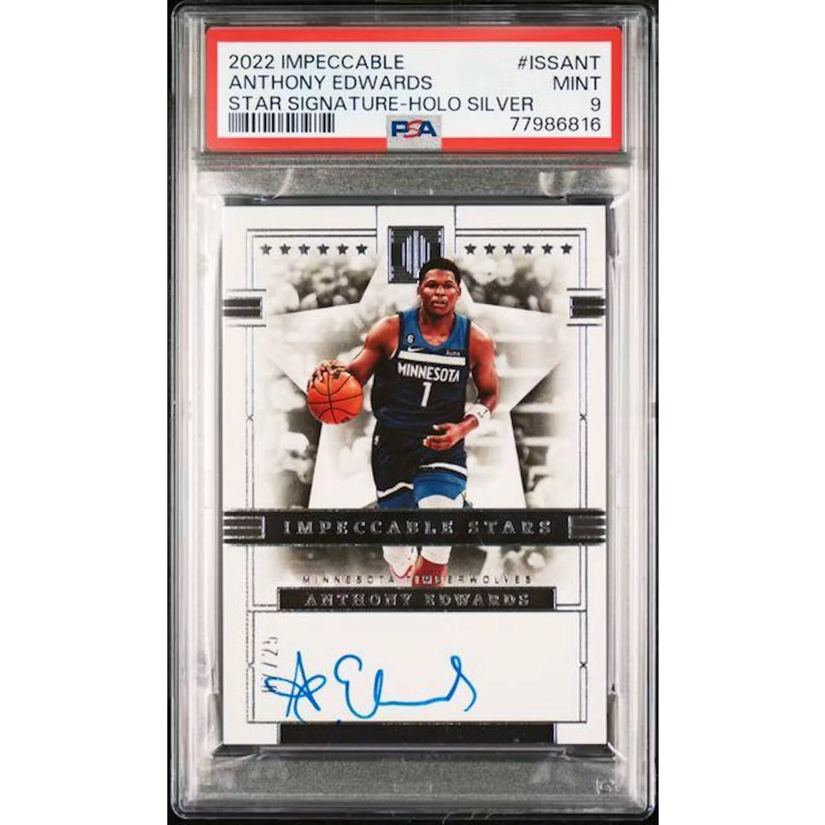 Anthony Edwards Signed 2022 Panini Impeccable Card | Star Signature Holo | P5182596