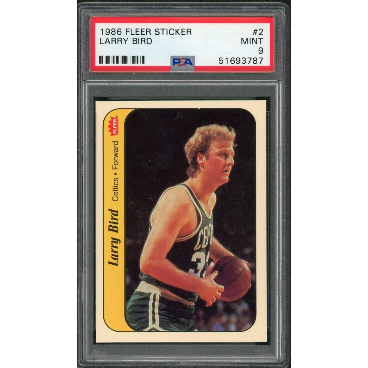 Larry Bird 1986 Fleer Sticker #2 | PSA 9 | P5182597
