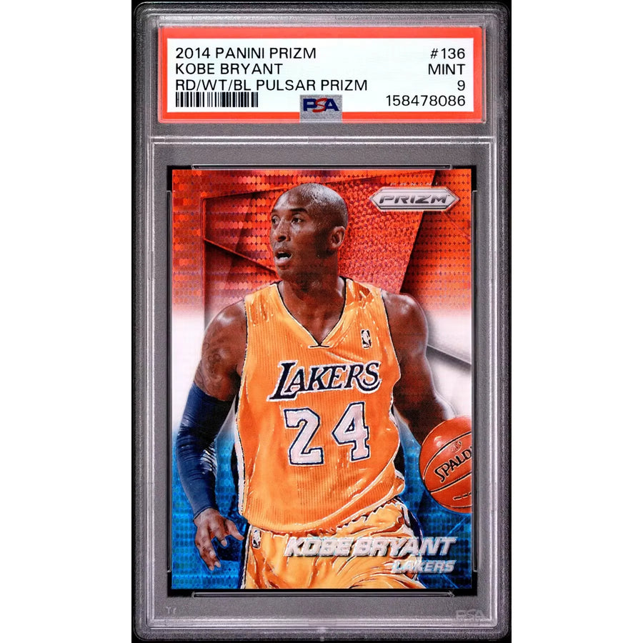 Kobe Bryant 2014-15 Panini Prizm Red White Blue Pulsar #136 | PSA 9 | P5182622