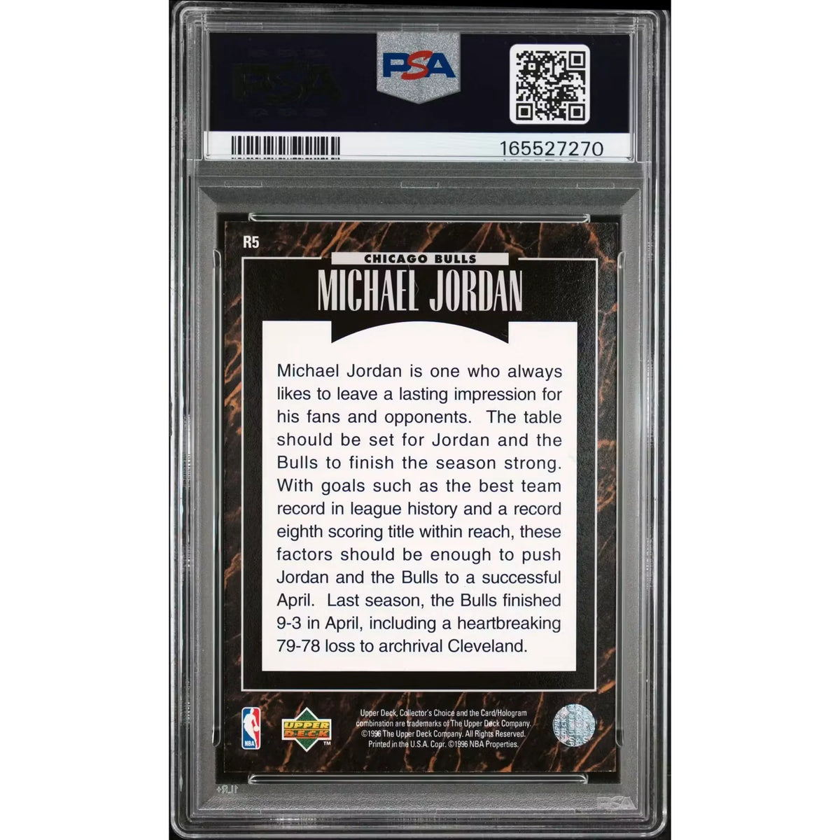 Michael Jordan 1995 UD Predictor Player Of The Month Redemption #R5 | PSA 9 | P5182623