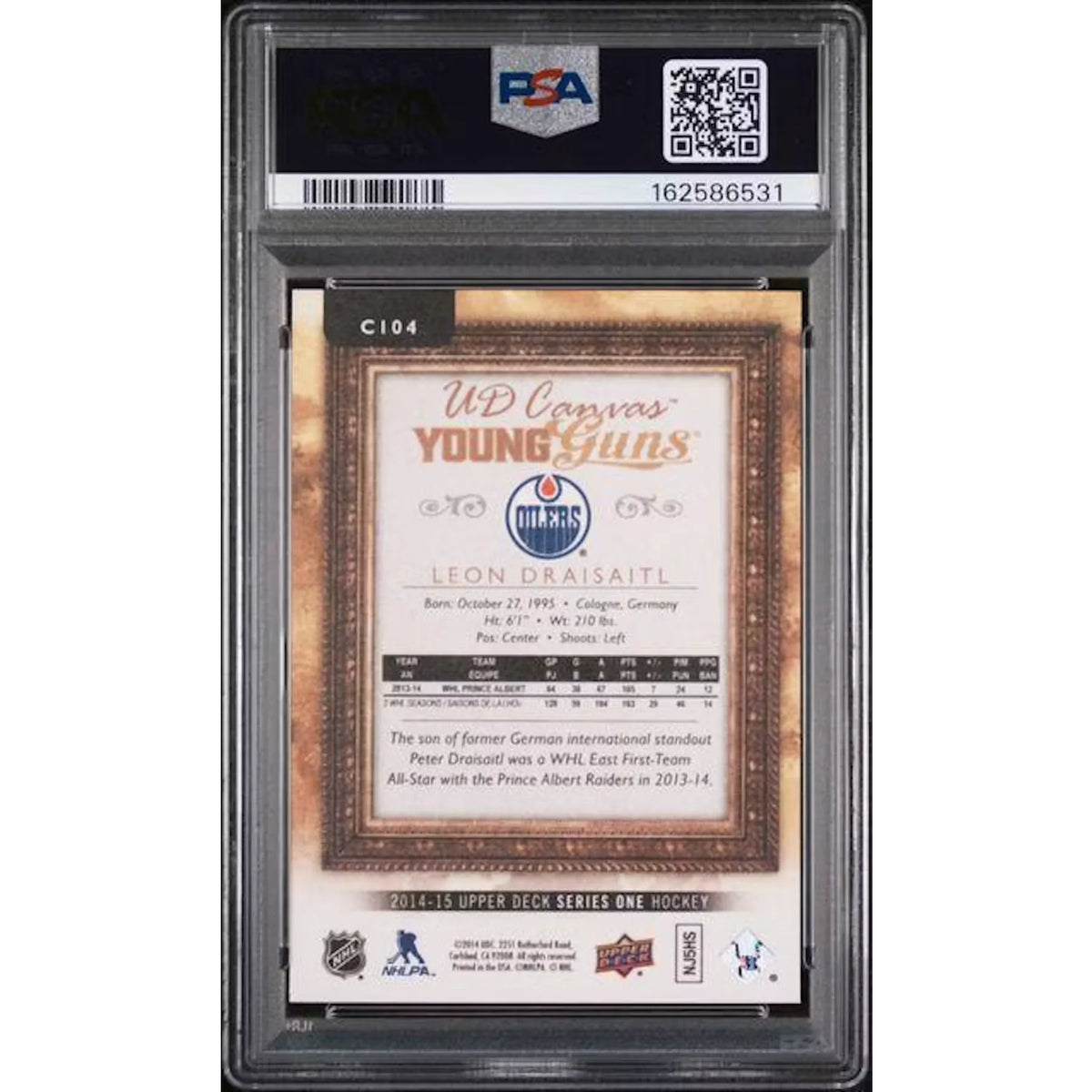 Leon Draisaitl 2014 Upper Deck Young Guns Canvas | PSA 10 #C104 | P5182625