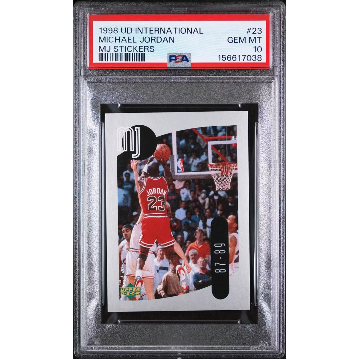 Michael Jordan MJ Stickers #23 | 1998 Upper Deck International PSA 10 | P5182646
