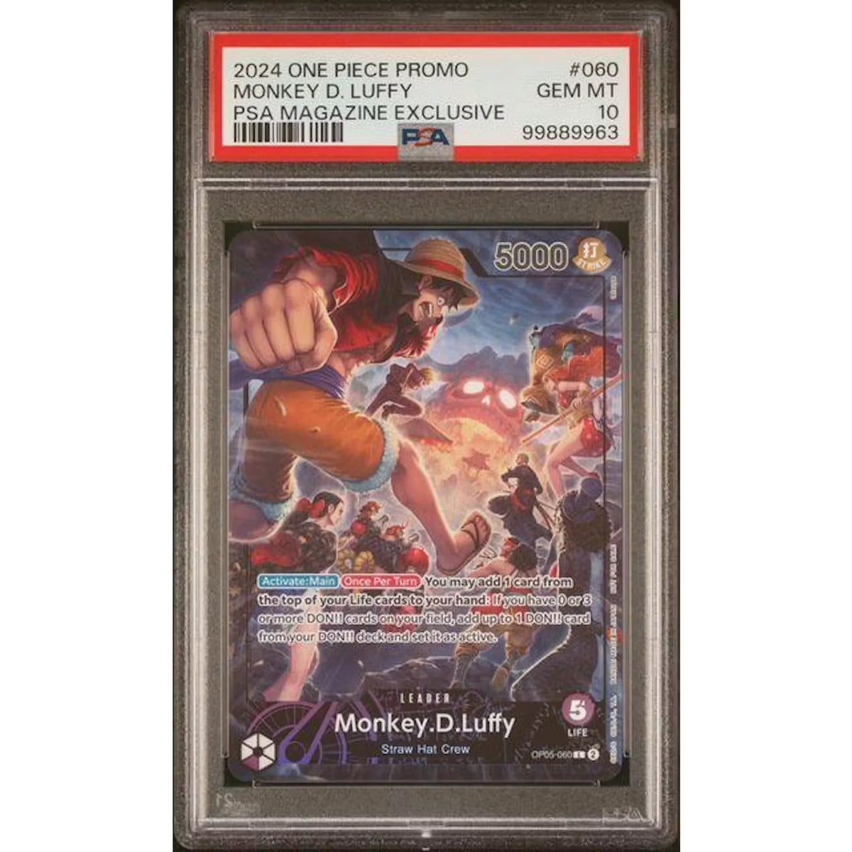2024 One Piece Promo Monkey D. Luffy PSA Magazine Exclusive #OP05-060 PSA 10 | P5182647