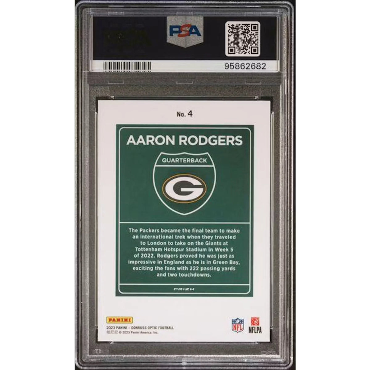 Aaron Rodgers 2023 Panini Donruss Optic International Downtown #4 | PSA 9 | P5182672