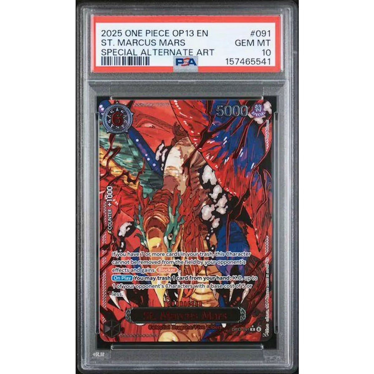 2025 One Piece Marcus Mars Special Alternate Art Card #091 | PSA 10 | P5182673