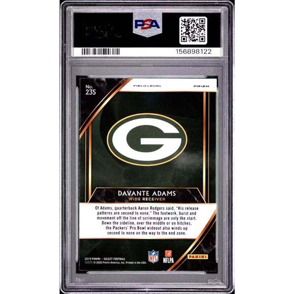 Davante Adams 2019 Panini Select Tiger Prizm Field Level #235 | PSA 10 | P5182688