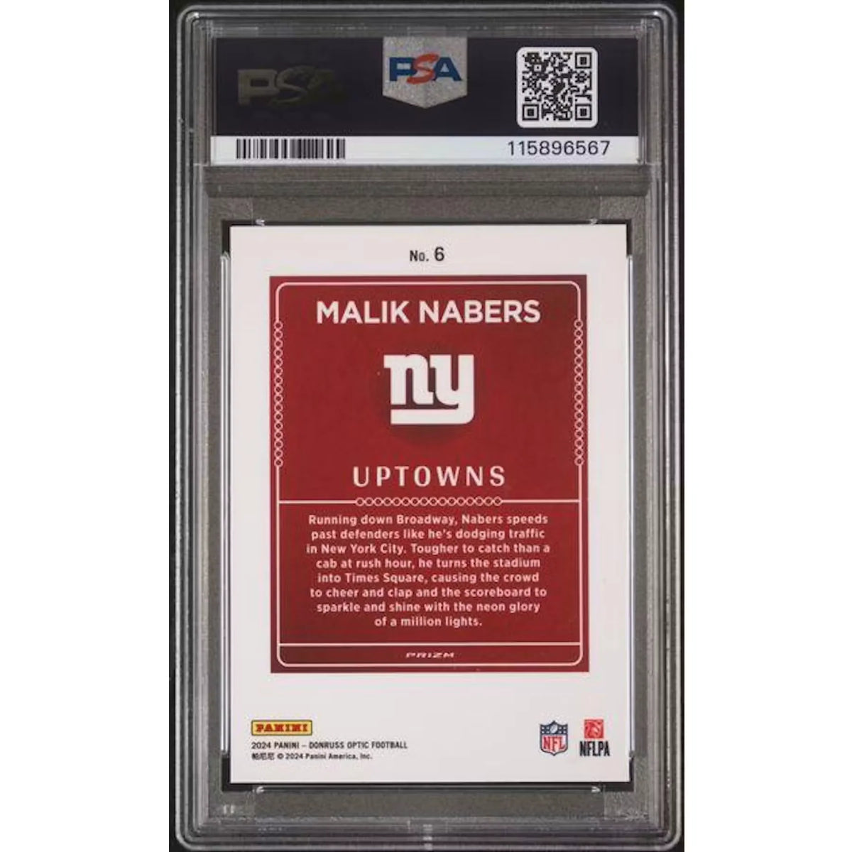 Malik Nabers 2024 Panini Donruss Optic Uptowns Rookie #6 | PSA 10 | P5182690