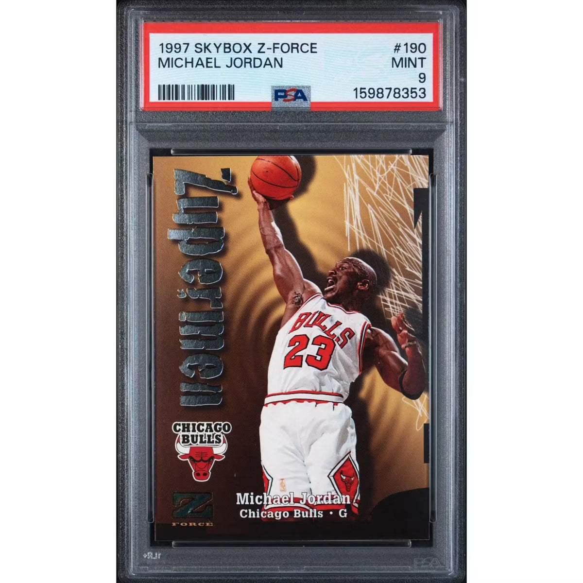 Michael Jordan 1997 Skybox Z-Force Zupermen #190 | PSA 9 | P5182717