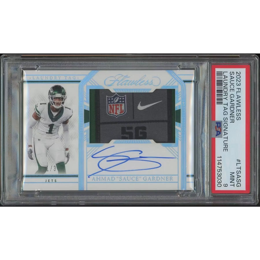 Ahmad Sauce Gardner Signed Laundry Tag Card | 2023 Panini Flawless #1/3 | P5182720