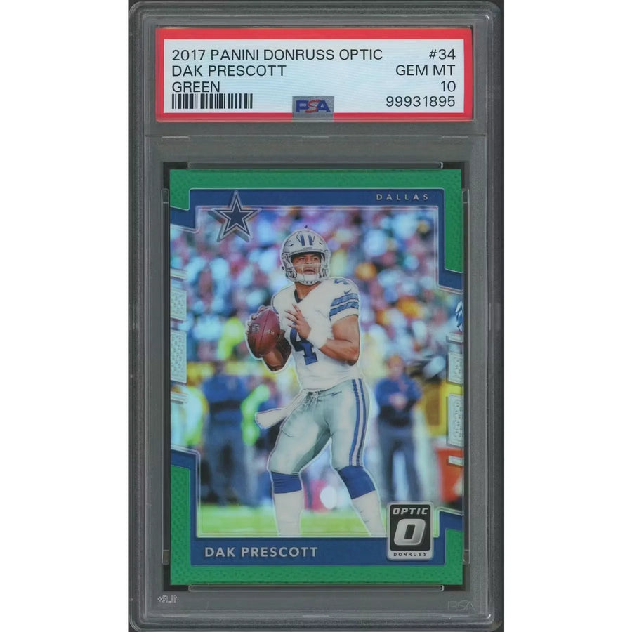 Dak Prescott 2017 Donruss Optic Football #34 Green Parallel | PSA 10 | P5182721
