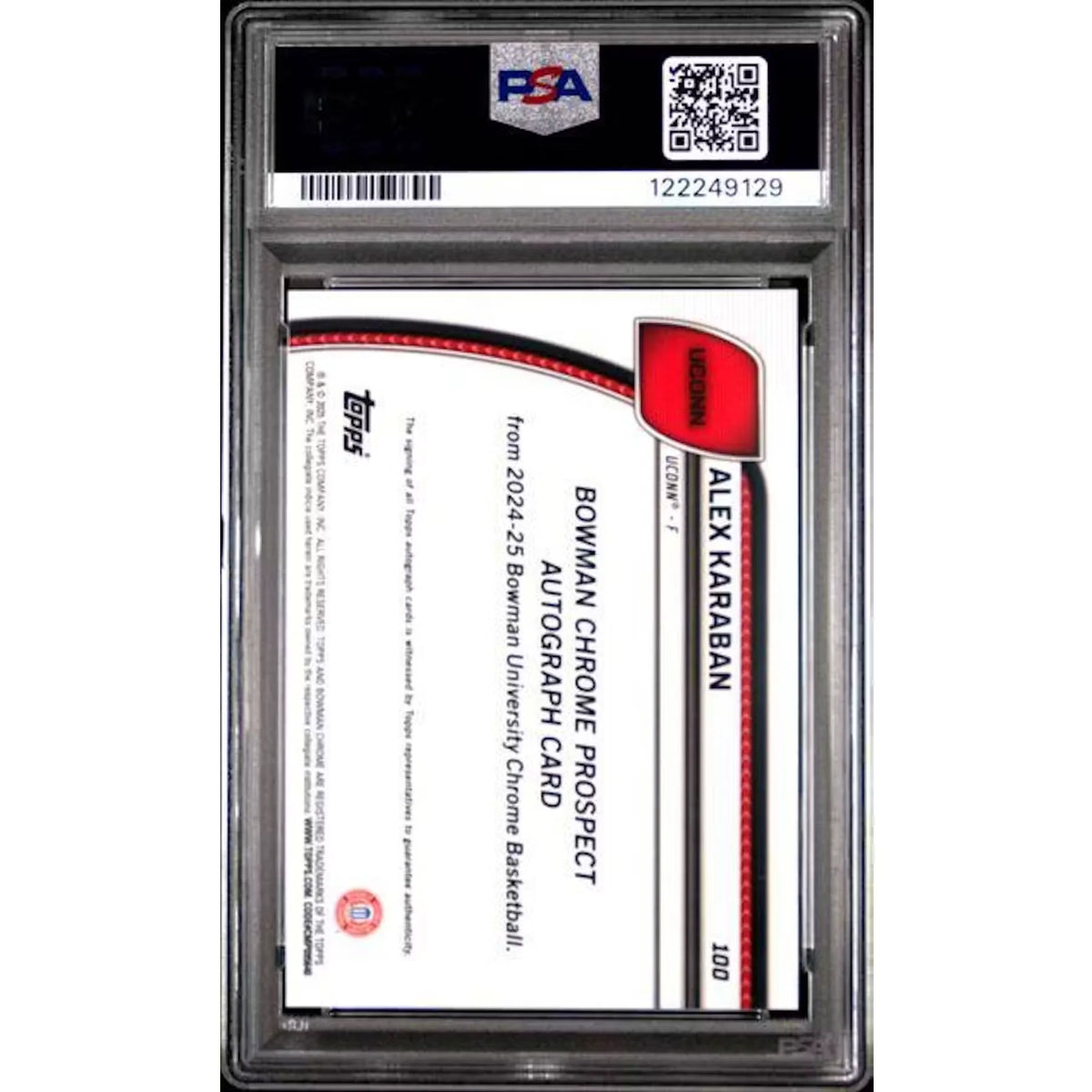 Alex Karaban Signed 2024-25 Bowman U Chrome Red Refractor | PSA 9 | P5182727
