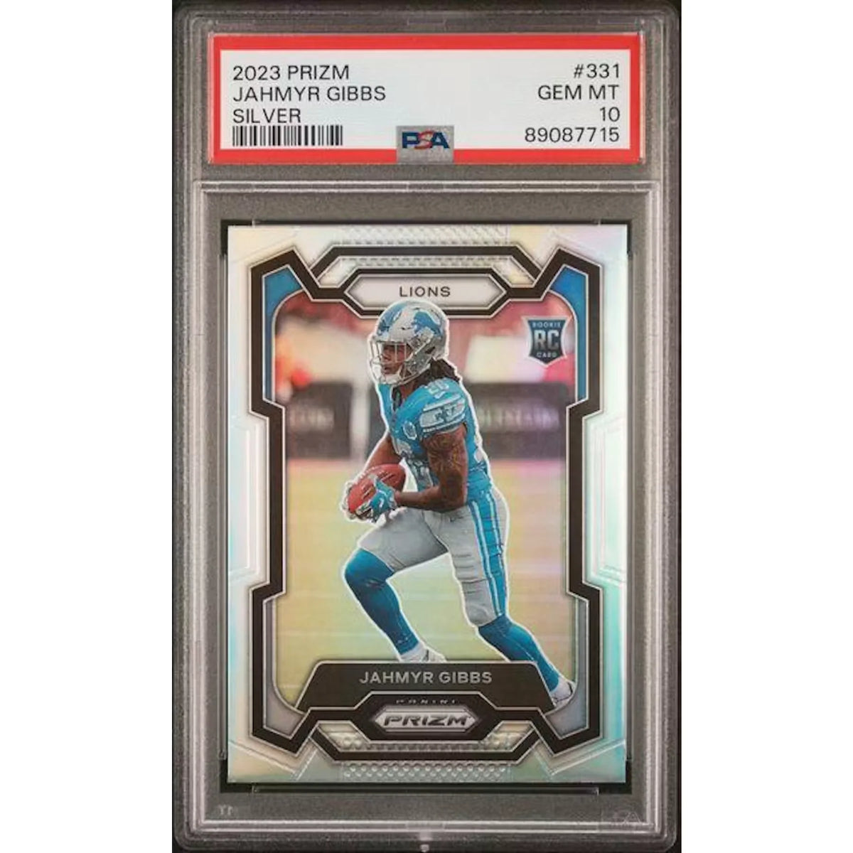 Jahmyr Gibbs 2023 Panini Prizm Silver Prizm Rookie #331 | PSA 10 | P5182746