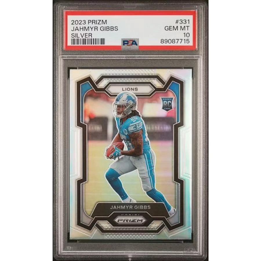 Jahmyr Gibbs 2023 Panini Prizm Silver Prizm Rookie #331 | PSA 10 | P5182746