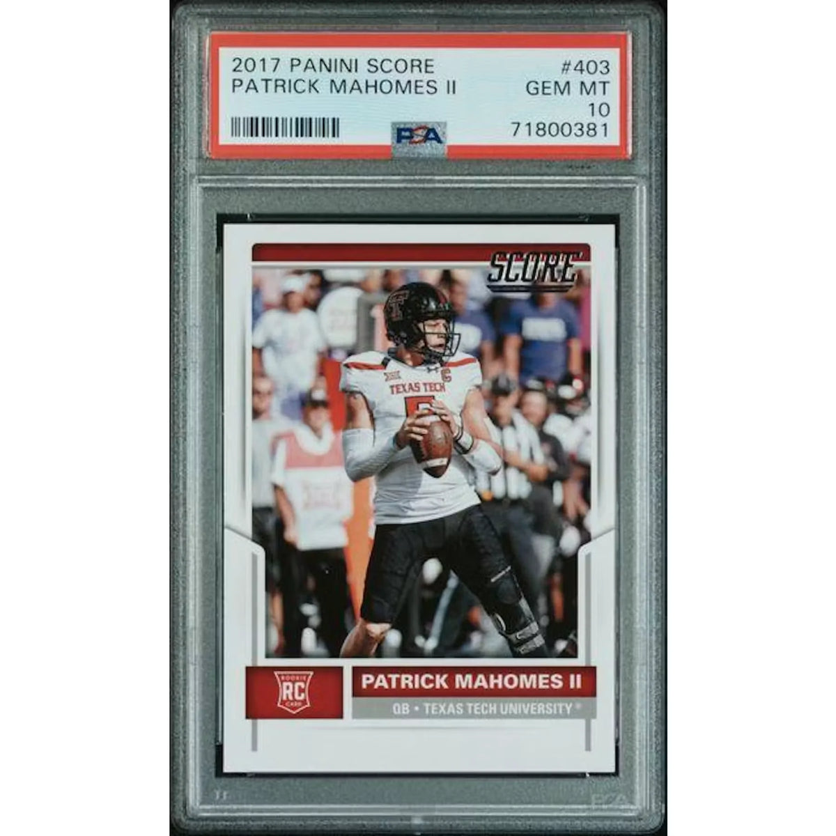 Patrick Mahomes II Signed 2017 Panini Score Rookie #403 | PSA 10 | P5182775