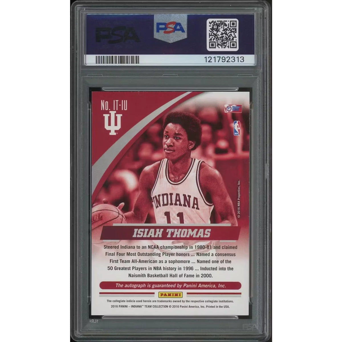 Isiah Thomas Signed 2016 Panini Indiana Hoosiers #08 Card | PSA 8 NM-MT | P5182806